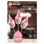 Kiraz Craft Kişiye Özel Parti Şapkası Temalı Parti Kürdanı- Cupcake Kürdanı 10 Adet Pasta Süsü