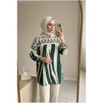 Kirazca Butik Kadın Desenli Oversize Tesettür Tunik Rahat Kalıp 80/85 cm