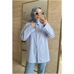 Kirazca Butik Kadın Trend Kemer Detaylı Oversize Gömlek Tunik