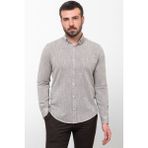 Kırçıllı Kahverengi Slim Fit Uzun Kollu Erkek Gömlek - 2XL - Kahverengi - Ekru