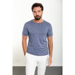 Kırçıllı Lacivert Slim Fit Bisiklet Yaka Erkek T-Shirt - XL