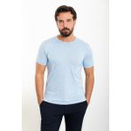 Kırçıllı Mavi Slim Fit Bisiklet Yaka Erkek T-Shirt - XL