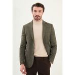 Kırçıllı Slim Fit Torba Cep Mono Yaka Erkek Ceket - Haki - 52