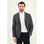 Kırçıllı Slim Fit Torba Cep Mono Yaka Erkek Ceket - Lacivert - 58