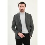 Kırçıllı Slim Fit Torba Cep Mono Yaka Erkek Ceket - Siyah - 52