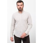 Kırçıllı Taş Slim Fit Uzun Kollu Erkek Gömlek - 2XL - Taş - Ekru