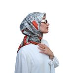 Kiremit Çizim Etnik Desen Twill İpek Eşarp