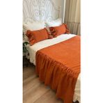 Kiremit Fırfırlı Yatak Runner ve Iç Dolgulu Kırlent Seti Çift Kişilik - 80 x 250 cm