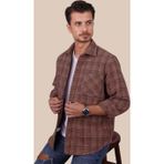 Kiremit Hasır Desenli Oversize Oduncu Erkek Gömlek