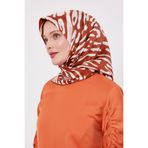 Kiremit Leopar Desen Twill İpek Eşarp