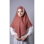 Kiremit Pratik Hazır Geçmeli Tesettür Eşarp Pamuk Caz Kumaş Düz Hijab 2306_05