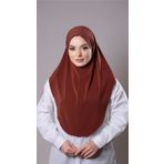 Kiremit Pratik Hazır Geçmeli Tesettür Eşarp Sandy Kumaş Düz Hijab 2308_05