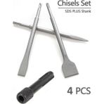 Kırıcı Matkap Için Sds Plus Matkap Uç Seti Murç Keski 1/4 Hex Vidalama Adaptörü 4 Parça - Altın