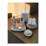 Kırık Beyaz Beton Banyo Seti,,Çöp Kovası,Katı,Sıvı Sabunluk,Tepsi,Dekorasyon,Aksesuarı