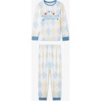 Kırık Beyaz Erkek Çocuk Juggling Baklava Desenli Pijama Takımı - 6 - 7 Yaş