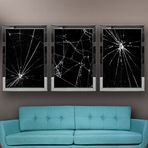 Kırık Camlar Temalı Aynalı Çerçeveli 3 lü Kanvas Tablo Seti 150x70 cm SETS0069