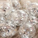 KIRIKOU 24 Parça Konfeti Balonu Paketi 30 cm Lateks Parti Balonları Parti Dekorasyonları, Düğün, Nişan, Gelin, Doğum Günü ve Duş için (Gümüş)
