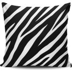 Kırlent Dünyası Zebra Desenli Dijital Baskılı Kırlent Kılıfı - 43 x 43 cm - Siyah - Beyaz