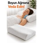 Kırlent Ev Visco Ortopedik Boyun Destekli Yastık - Boyun Düzleşmesi ve Fıtık Karşıtı Medikal Uyku ve Güzellik Yastığı - 60 x 40 x 12 cm - Beyaz