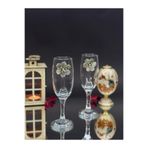 KirLiNova Gri Çiçek Detaylı Kokteyl Kadehi 2’li Set – (190 ml | Kahve Yanı Su & Kokteyl Bardağı)