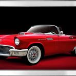 Kırmızı 1957 Ford Thunderbird Klasik Araba-1 Motifli Kanvas Tablo DBSANAT12082