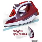 Kırmızı 2200W Seramik Tabanlı 160G Buharlı Ütü, Kolay ve Hızlı Ütüleme