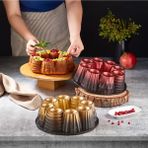 Kırmızı 26 cm Döküm Granit Muffin Kek Kalıbı, Dayanıklı ve Şık Tasarım - Seçenek 1 - Açık Gri