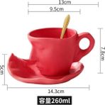 Kırmızı 260ML Yaratıcı Yüz Tasarımı Seramik Kahve Fincanı ve Tabağı Seti Süt Çay Ofis Su Kupaları Çift Öpüşme Kupa Arkadaş Hediye Bardaklar Porselen (Yurt Dışından) - 1 Adet - Renkli - 1 lt