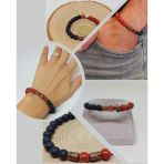 Kırmızı Alacalı Jasper & Oniks Taşı 8mm Unisex Tasarım Bileklik Hawaii Model (14240)