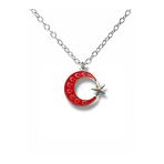 Kırmızı Ay Yıldız Figürlü Kolye – Gümüş Renk Unisex Metal Takı
