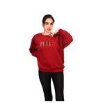 Kırmızı Baskılı Oversize Sweatshirt Kadın (Bordo, L)