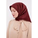 Kırmızı Benekli Twill İpek Eşarp