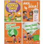 Kırmızı Beyaz 4.Sınıf Sınavda Yol Arkadaşım+Problemde Yol Arkadaşım+Akıl Ve Zeka Oyunları+Öykü Okuyorum(4 Kitap)