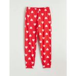Kırmızı Bisiklet Yaka Baskılı Kadın Pijama Takımı