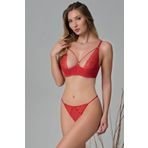 Kırmızı Chest Rope Decollete Sütyen Takım