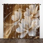 Kırmızı Çiçekli Karartma Perdeleri 140x160 cm 2'li Set Beyaz Isı Yalıtımlı Soğuk Karşıtı Kuş Gözü Yatak Odası Oturma Odası Çocuk Odası için Yaprak Yaprağı Tasarımı