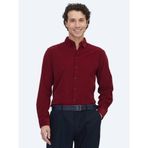Kırmızı Çizgili Regular Fit Dokuma Kadife Casual%100 Pamuk Gömlek
