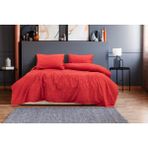 Kırmızı Çizgili Saten Tek Kişilik Nevresim Takımı Çarşafı Lastikli - 160 x 220 cm
