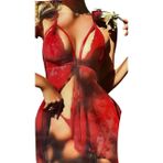 KIRMIZI DANTEL KALPLER TÜL DANTEL KOMBİNEZON ŞIK-YUMUŞAK-HAFİF-NARİN-SADE-KEYİFLİ (L-XL)