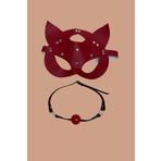Kırmızı Deri Maske ve Ağız Topu Harness Aksesuar