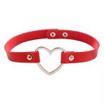 Kırmızı Deri Tasma Kalp 35 Cm Choker Bayan Kolye Takı
