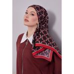 Kırmızı Eliptik Desen Twill İpek Eşarp