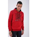 Kırmızı Erkek Kamuflaj Desen Baskılı Standart Kalıp Kapüşonlu Sweatshirt-87884