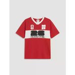 Kırmızı FIFA Baskılı Regular Fit V Yaka Erkek Tişört