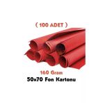 Kırmızı Fon Kartonu 50X70 cm 100'LÜ Paket 160 gr Renkli Fon Kartonu
