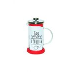 Kırmızı French Press Bitki Çayı Cam Demliği 600 Ml