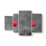 Kırmızı Gelincik Tablosu 119 x 80-4 Parçalı