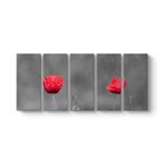 Kırmızı Gelincik Tablosu 162 x 70-5 Parçalı