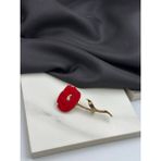 Kırmızı Gelincik Tasarım Broş Yaka Iğnesi - Standart