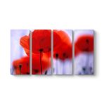 Kırmızı Gelincikler Tablosu 129 x 70-4 Parçalı